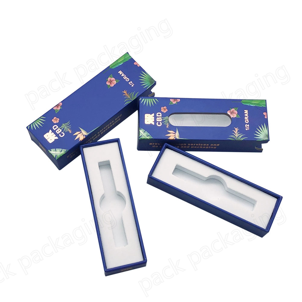Luxury child resistant paperboard box with transparent window for vape cartridges, pods and small product packaging